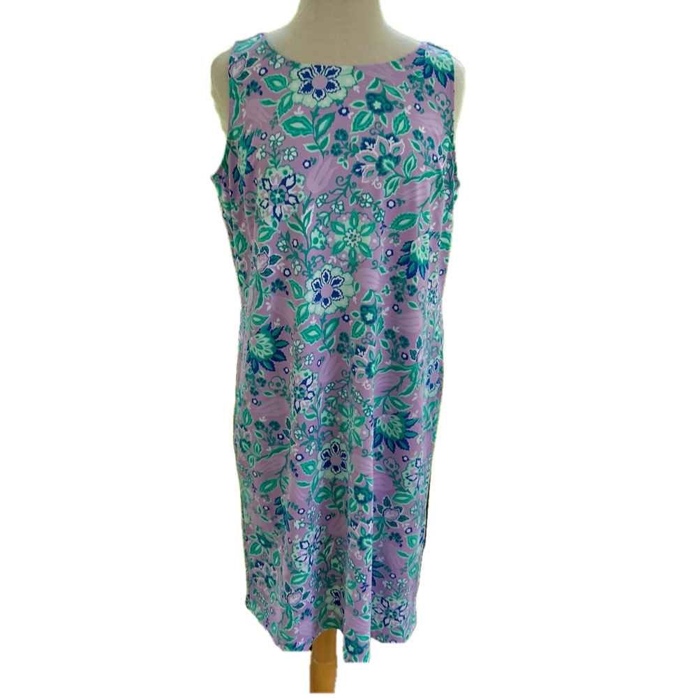 Talbots Plus Dress Floral Pastel Size X Plus Effortless Jersey Shift Sleeveless